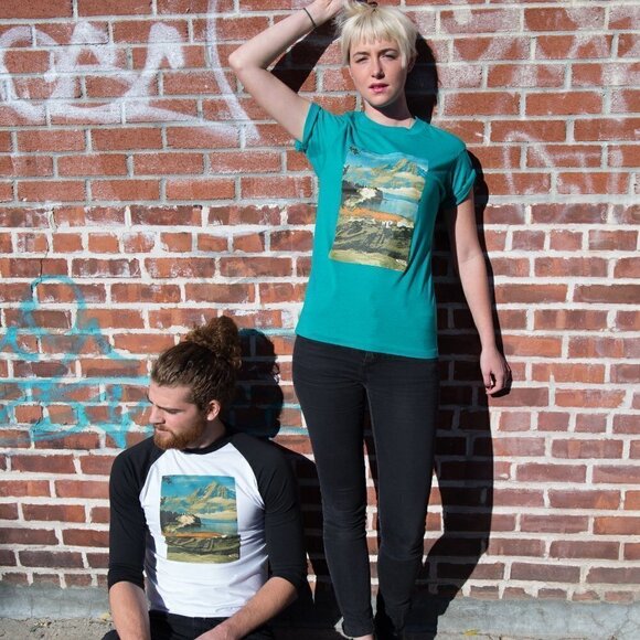 Graphic Tee Original Artist Design Collage Scenic Nature Print Handmade Unisex - Picture 8 of 10